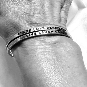 2 MantraBand Silver Inspirational Bangle Bracelet